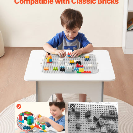 4 In 1 Kid Activity Table And 2 Chairs Set, Graffiti & Building Blocks
