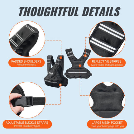 Adjustable Weighted Vest, 20-32lb Weight Vest With 6 Ironsand Weights