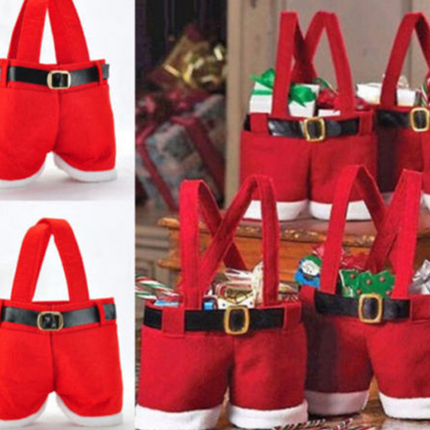 Wool Fabric Merry Christmas Gifts Santa Pants Christmas Candy Gift Bag