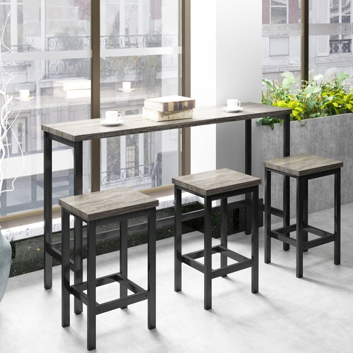 TOPMAx Counter Height Extra Long Dining Table Set With 3 Stools Pub