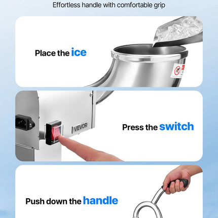 Commercial Ice Crusher 440LBS/H Electric Snow Cone Maker Shaved Ice
