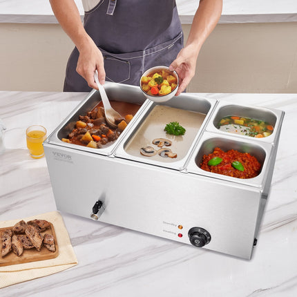 Commercial Electric Food Warmer 4-Pan Countertop Buffet 16.4QT Bain