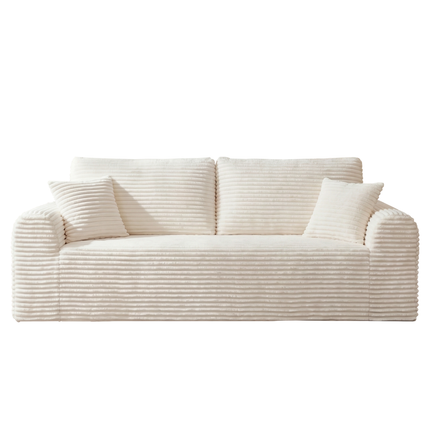 3 Seater Couch, Corduroy Boneless Couches For Living Room,26.4 Cloud