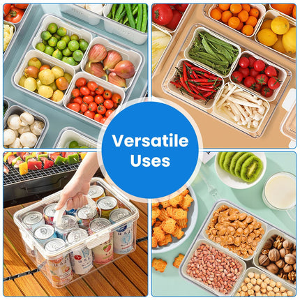 2Pack Airtight Fruit Storage Containers 4 Compartment Food Storage