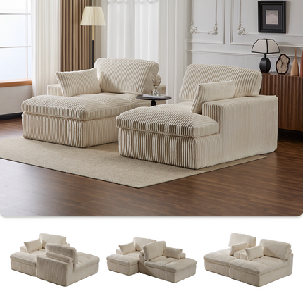 Double Chaise Lounge Chair Indoor,Oversized Upholstered Sleeper Cloud