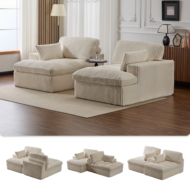Double Chaise Lounge Chair Indoor,Oversized Upholstered Sleeper Cloud