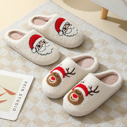 Christmas Home Slippers Cute Cartoon Santa Claus Cotton Slippers For