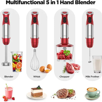 KOIOS 5-in-1 Hand Immersion Blender, 1000W 12 Speed Handheld Blender,