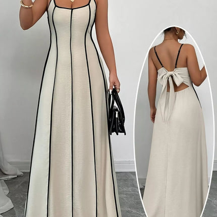 Contrast Trim Spaghetti Strap Maxi Dress