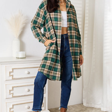 Mandy Plaid Collared Neck Long Sleeve Shirt
