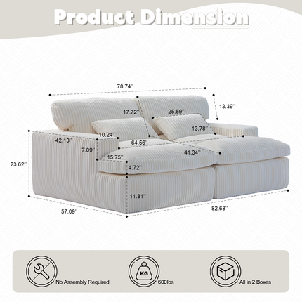 Double Chaise Lounge Chair Indoor,Oversized Upholstered Sleeper Cloud