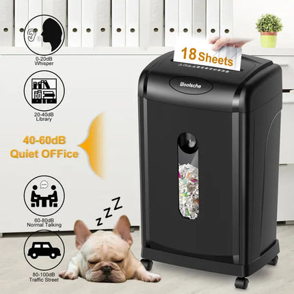 Woolsche Paper Shredder, 18-Sheet Cross Cut With 7.93Gallon Pull Out