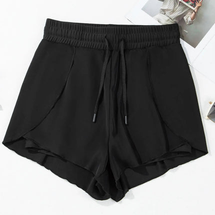 High Waisted Drawstring Swim Shorts