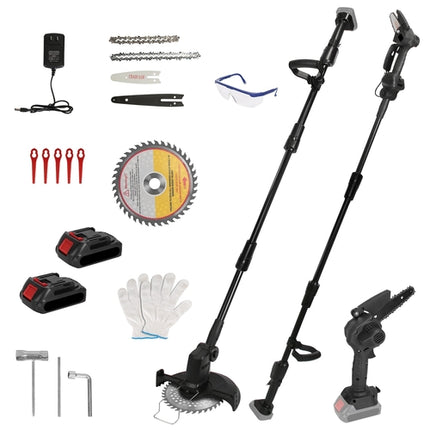 1Set 3-in-1 Cordless Electric Pole Saw Mini Chainsaw Grass Trimmer Kit
