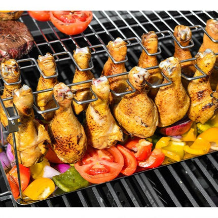 Portable Grilling Basket Mesh Clip 14 Slot Stainless Steel