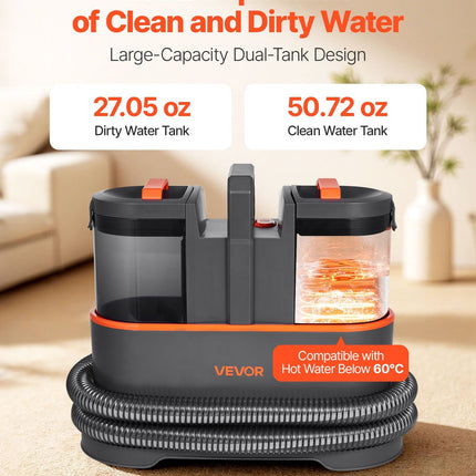 Portable Carpet Cleaner Machine Dual-Water Tank 11.5Kpa Upholstery
