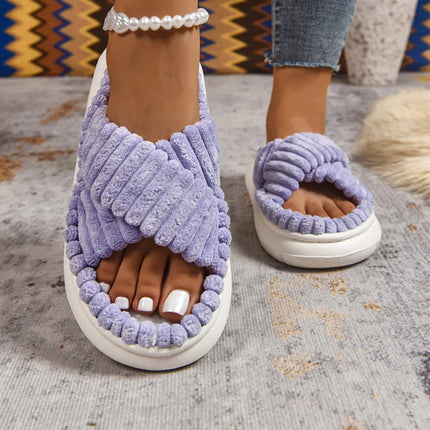Crisscross Open Toe Platform Slippers