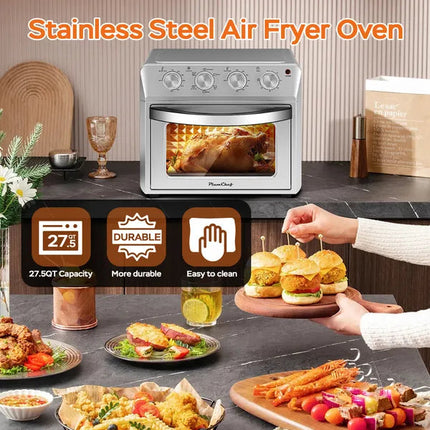 27.5QT 6-in-1 Air Fryer Toaster Oven Dropdown-Door 6-Slice Countertop