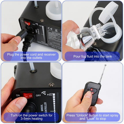 1Pc 400W Fog Machine RGB LED Party Club DJ Fogger Rapid Heating Remote