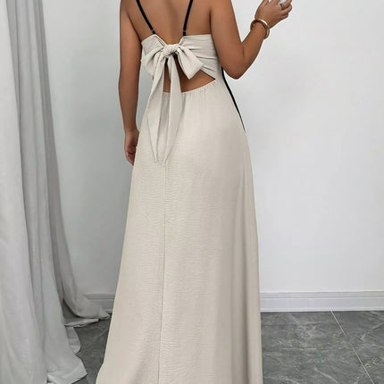 Contrast Trim Spaghetti Strap Maxi Dress