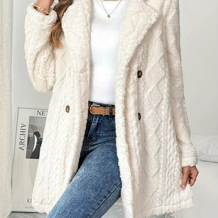 Fleece Double-Breasted Longline Coat