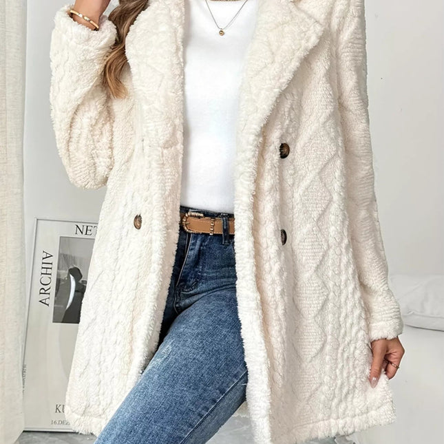 Fleece Double-Breasted Longline Coat