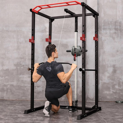 Multi-functional Power Cage Home Adjustable Pullup Squat Rack Capacity