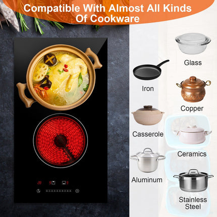 1Pc Dual Induction Burners Electric Cooktop 110V Total 1900W Electric