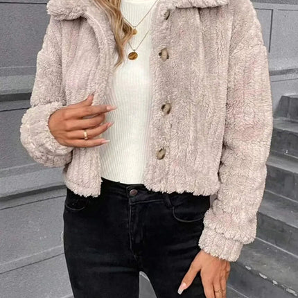 Button Up Long Sleeve Fuzzy Outerwear