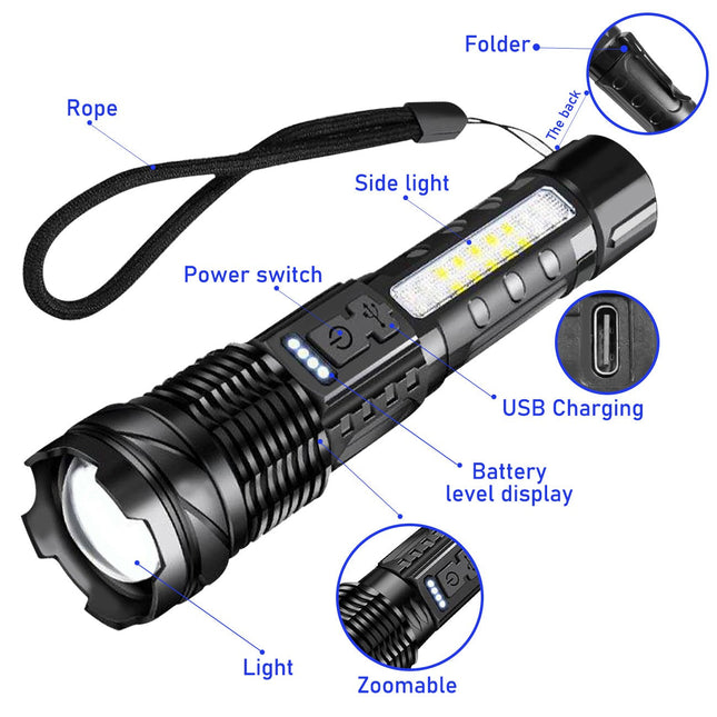 Rechargeable LED Flashlight Tactical Torch Police Super Bright Work