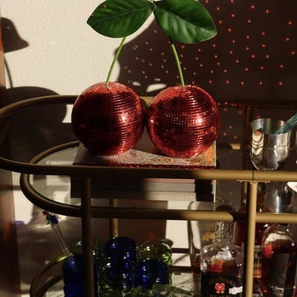 Cherry Disco Ball, Whimsical Dopamine Decor, Quirky Decorative Object