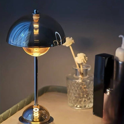 Chrome Flowerpot Dimmable Table Lamp - Modern Nordic Portable Bedside