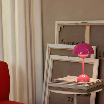 Contemporary Cordless Portable Cute Mushroom Table Lamp, Flowerpot VP9