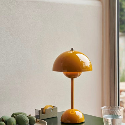 Contemporary Cordless Portable Cute Mushroom Table Lamp, Flowerpot VP9