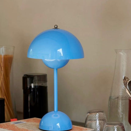 Contemporary Cordless Portable Cute Mushroom Table Lamp, Flowerpot VP9