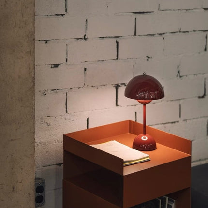 Contemporary Cordless Portable Cute Mushroom Table Lamp, Flowerpot VP9