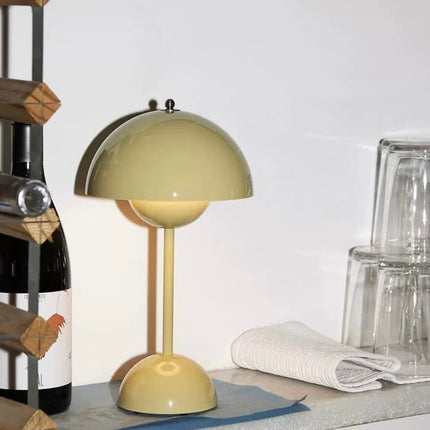 Contemporary Cordless Portable Cute Mushroom Table Lamp, Flowerpot VP9