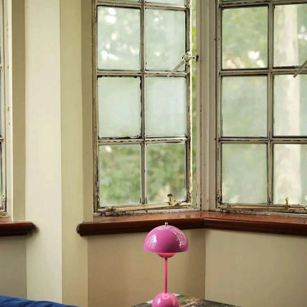 Contemporary Cordless Portable Cute Mushroom Table Lamp, Flowerpot VP9