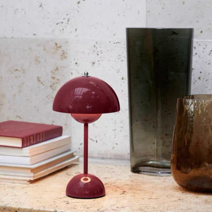 Contemporary Cordless Portable Cute Mushroom Table Lamp, Flowerpot VP9