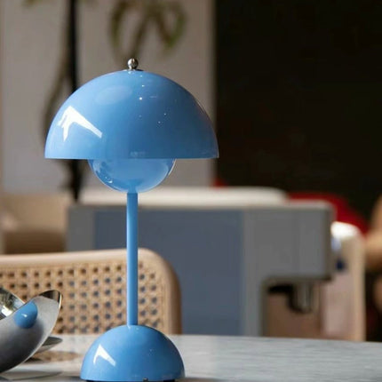 Contemporary Cordless Portable Cute Mushroom Table Lamp, Flowerpot VP9