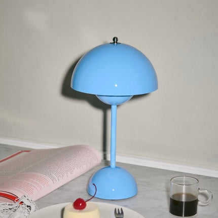 Contemporary Cordless Portable Cute Mushroom Table Lamp, Flowerpot VP9