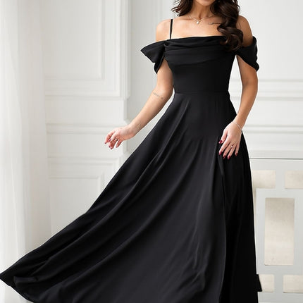 Off-The-Shoulder : Black Sleeve Maxi Dress