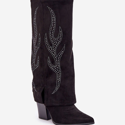 Flame Rhinestone Heel Boots: Step in Style Fashion Footwear