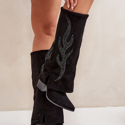 Flame Rhinestone Heel Boots: Step in Style Fashion Footwear