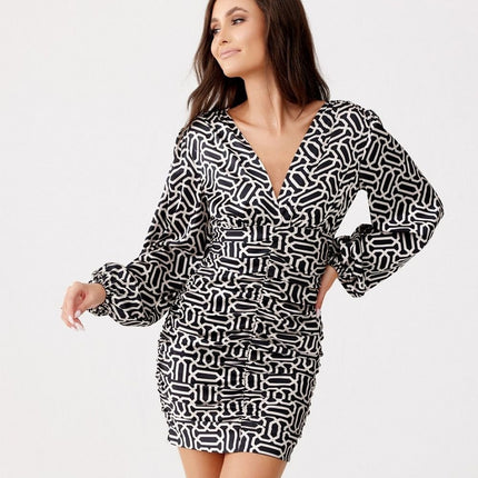 Geometric Fitted Print Mini Dress