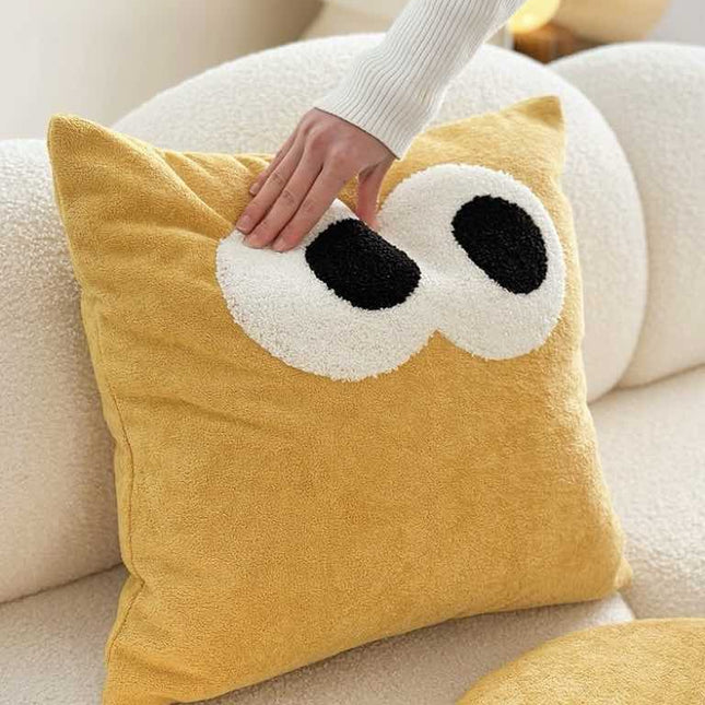 Cute Whimsical Big Eyes Puffy Decorative Throw Pillow