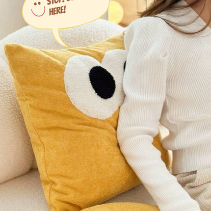Cute Whimsical Big Eyes Puffy Decorative Throw Pillow