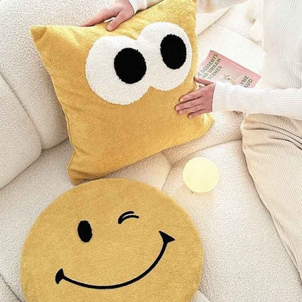 Cute Whimsical Big Eyes Puffy Decorative Throw Pillow