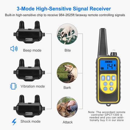 1Pc Dog Training Collar With Remote  IP67 Waterproof Pet Trainer