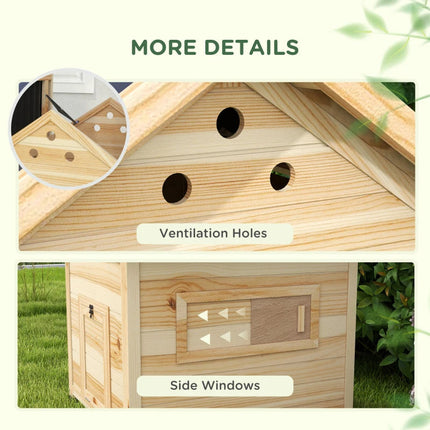 Duck Coop, Wooden Duck House With Openable Roof & Double Doors,